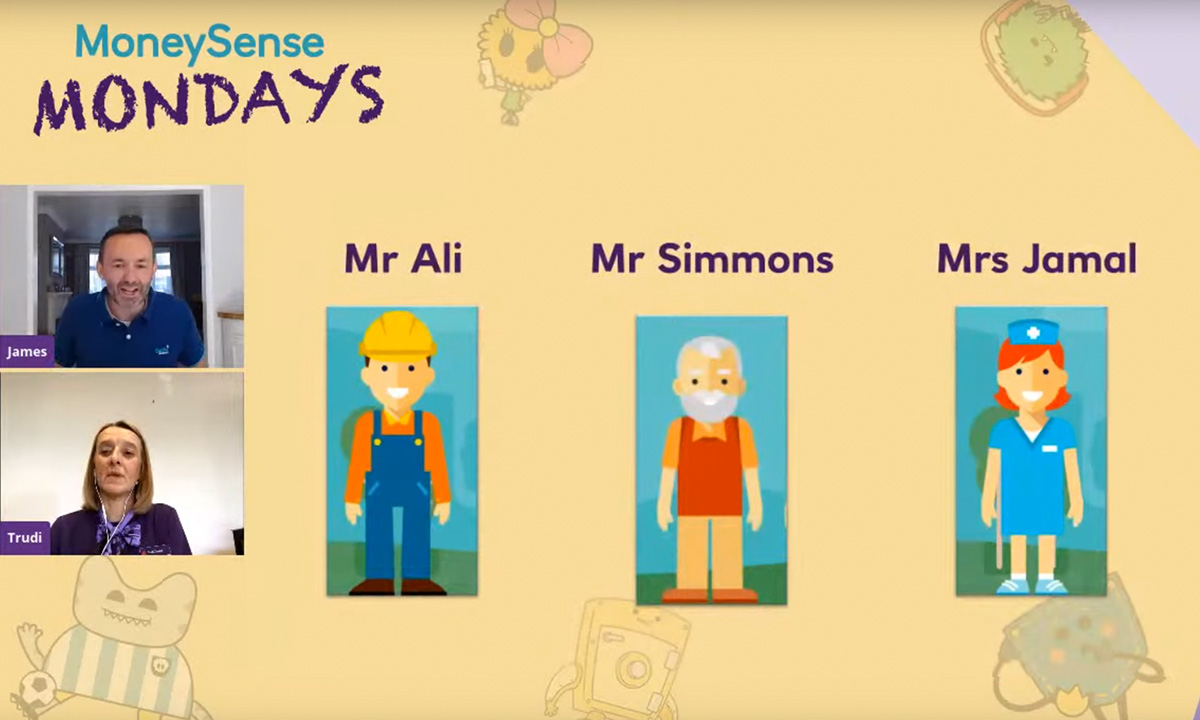 MoneySense Mondays for NatWest - illustration of Mr Ali, Mr Simmons and Mrs Jamal